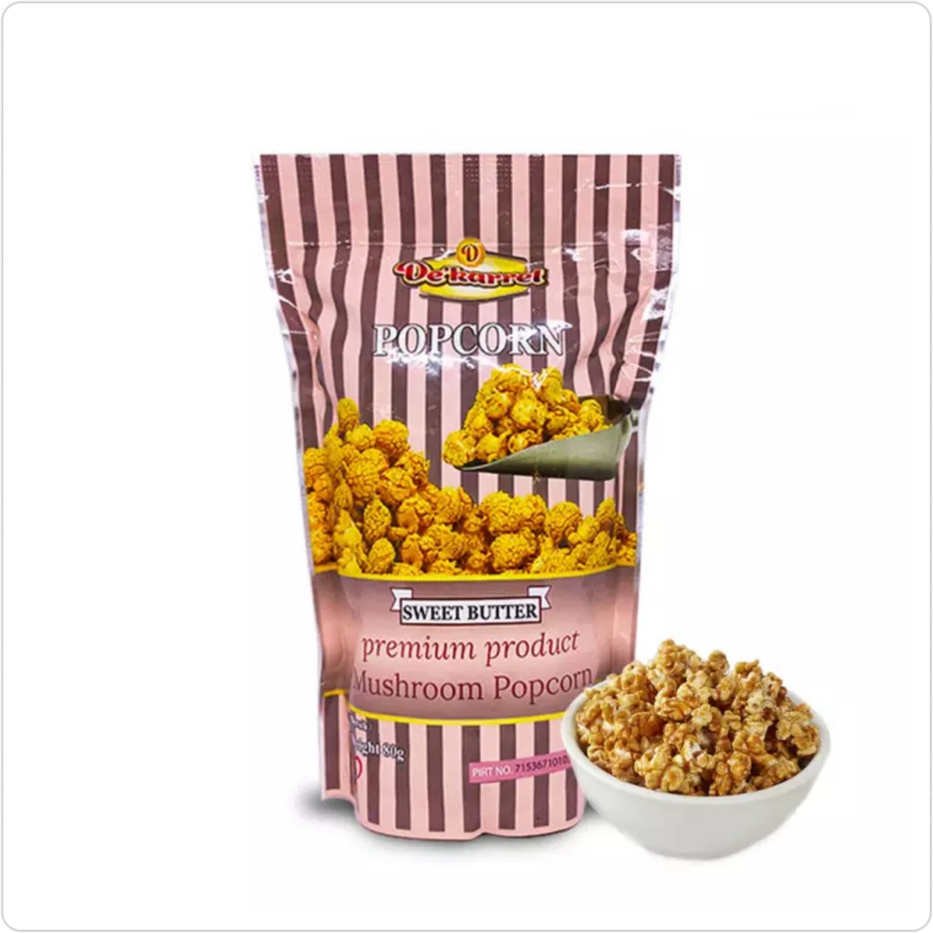 

Popcorn Jagung Caramel Dekarrel Rasa Sweetbutter Pouch Zipper Foil 80GR Halal MUI