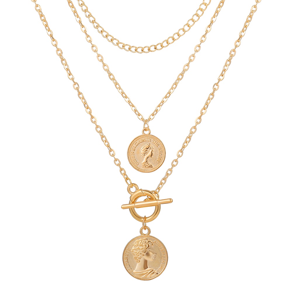 17KM Korean Retro Gold Necklace Personality Lock Moon Heart Clavicle Chain Jewelry Accessories-4