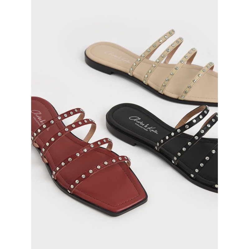 [7.7 Boombastis Sale⚡] - SANDAL WANITA CKS424 STRAPPY STUDS FLAT SANDALS PREMIUM IMPORT