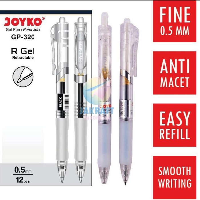 

Star Gel Pen R Gel Retractable Joyko 0,5Mm Tinta Hitam Gilaa!!!