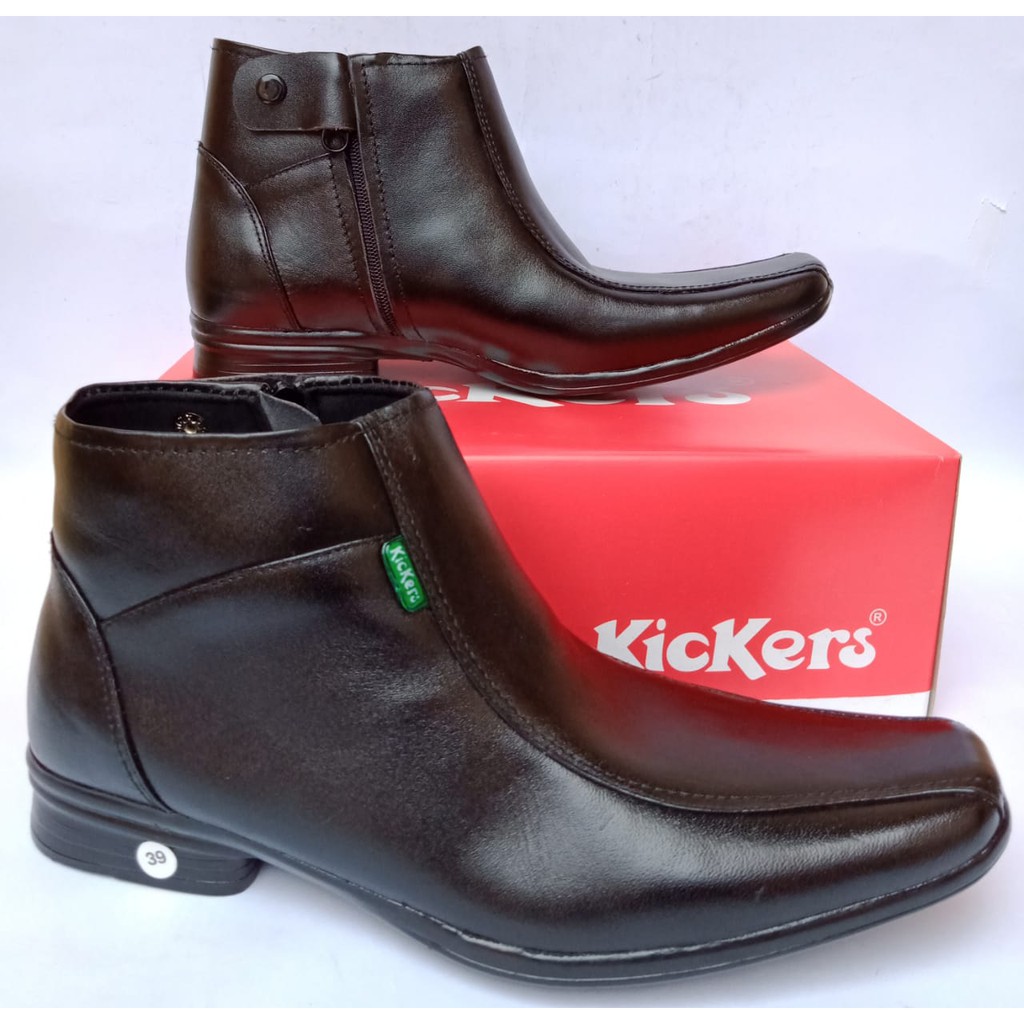 Sepatu boots resleting pria kulit asli original klasik kickers formal kantor kerja casual murah