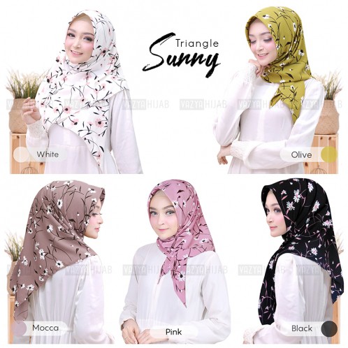 Hijab Triangle/Segitiga Instant Sunny motif bunga daisy kecil praktis