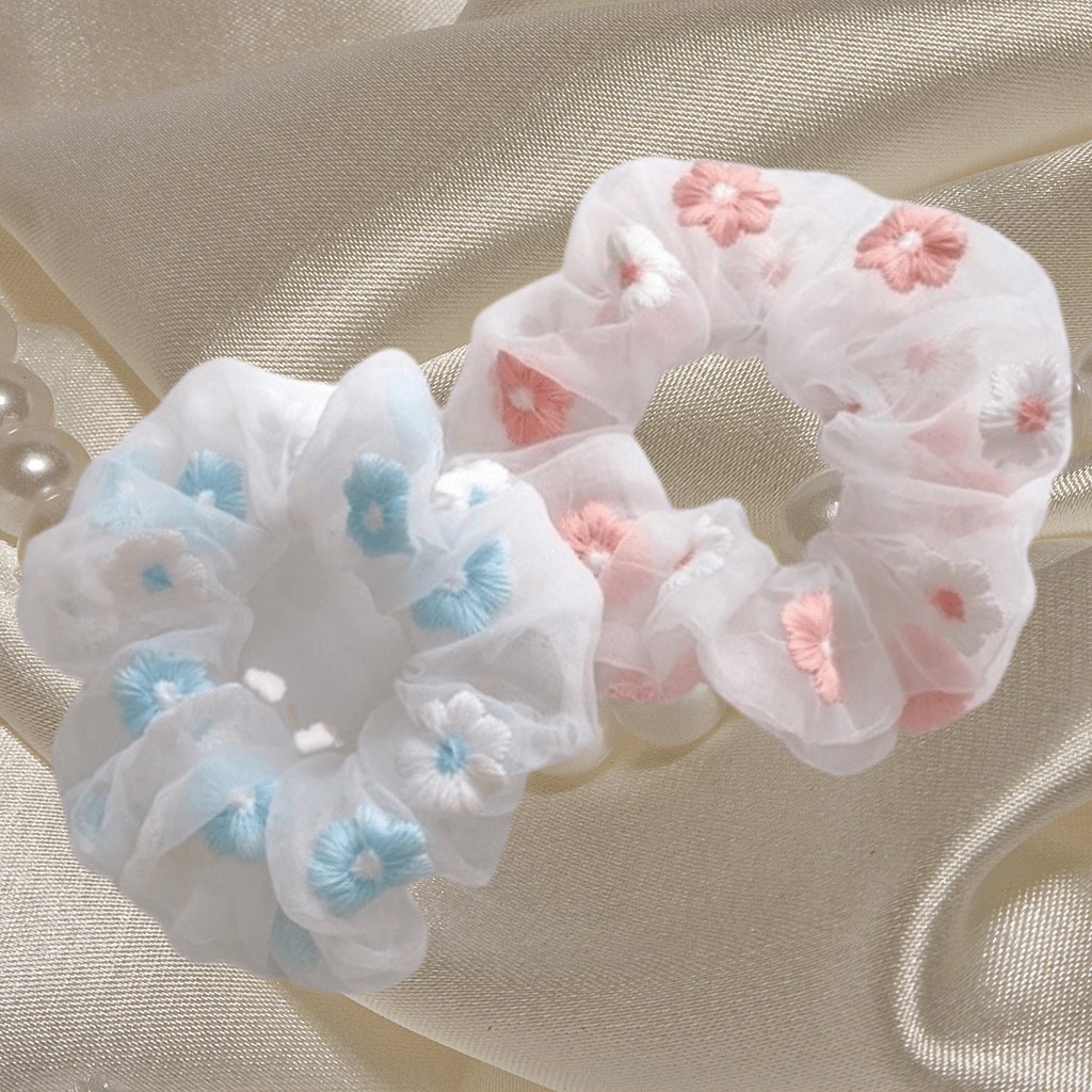 embroidery scrunchie / Aksesoris Scrunchies Wanita Scrunchies Murah