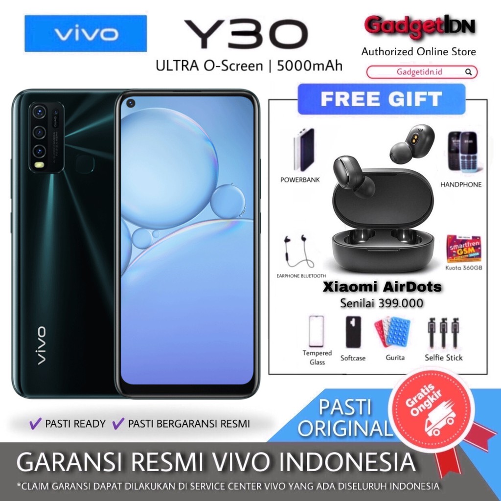 VIVO Y30 4/128 RAM 4GB / 128GB GARANSI RESMI | Shopee
