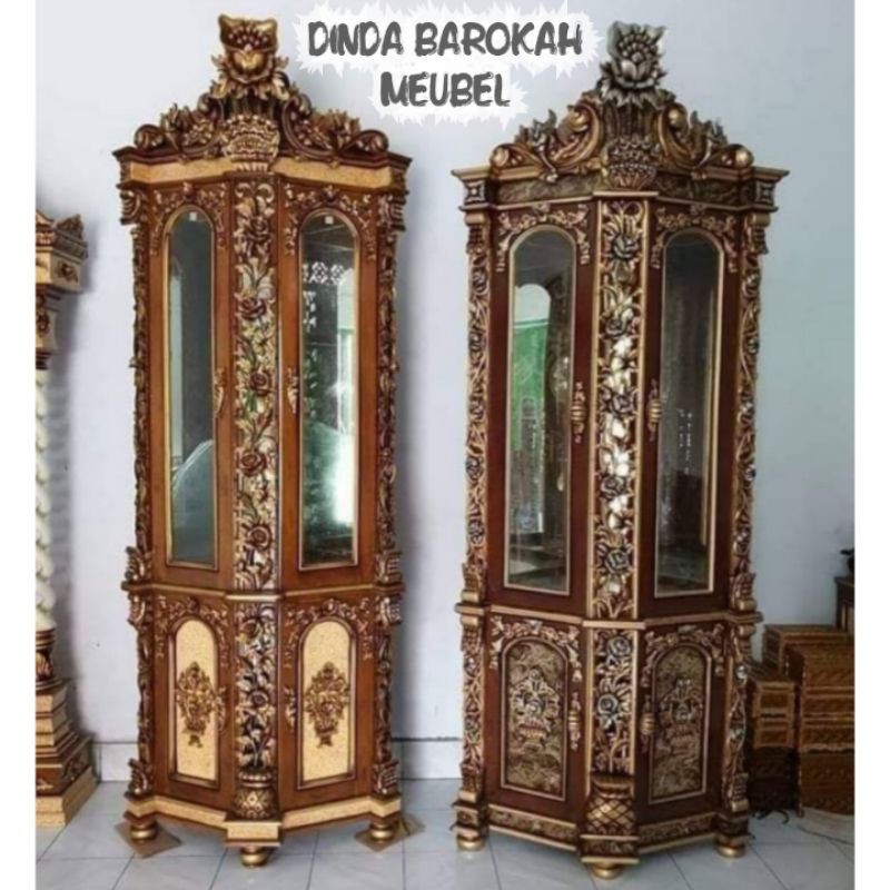 LEMARI HIAS SUDUT SIMA, LEMARI POJOK JATI UKIR MEWAH BERKUALITAS