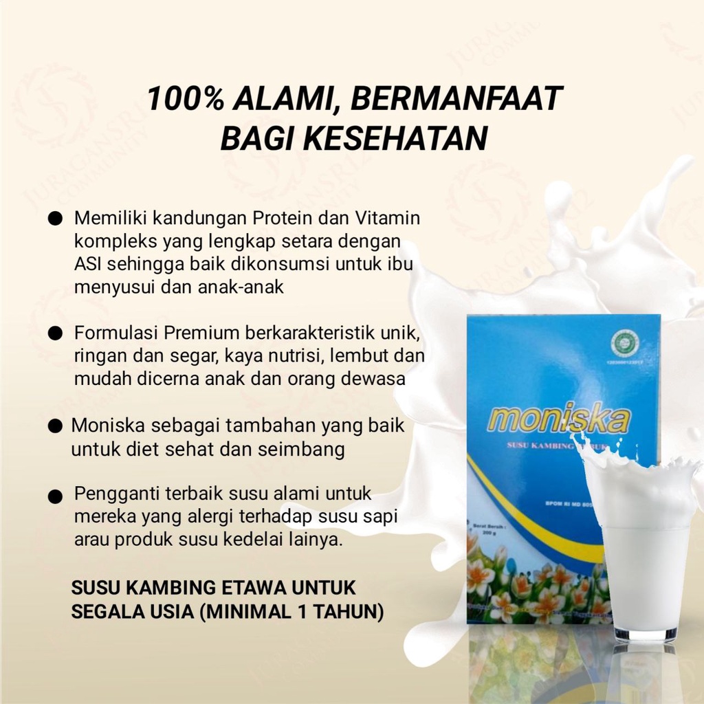 MONISKA SUSU KAMBING ETAWA BUBUK ORIGINAL UNTUK ASAM LAMBUNG DARAH TINGGI ASMA IBU HAMIL IBU MENYUSUI ANAK BEST SELLER...!!