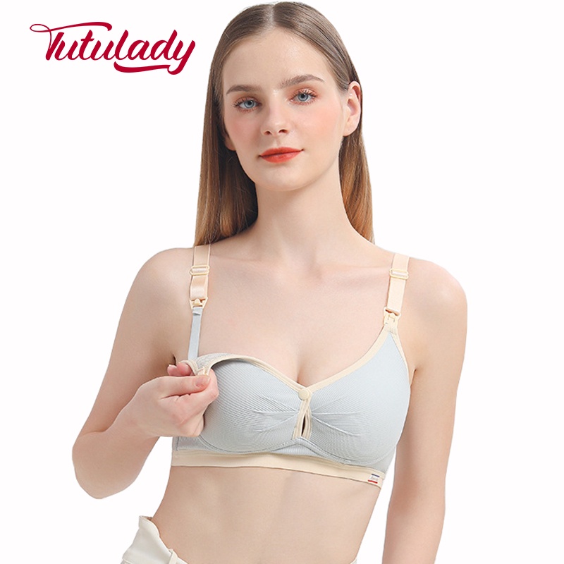 TUTULADY Bra Menyusui Katun Sederhana Nyaman Gesper Depan Bra Menyusui Muda