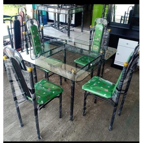 (Khusus Bogor) Meja Makan Kaca Minimalis 4 Kursi Belgia Dyfh3729P_