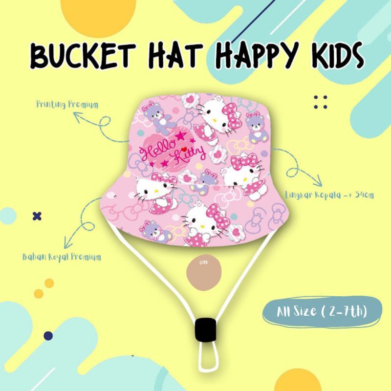 BUCKET HAT HAPPY KIDS 2-7thn