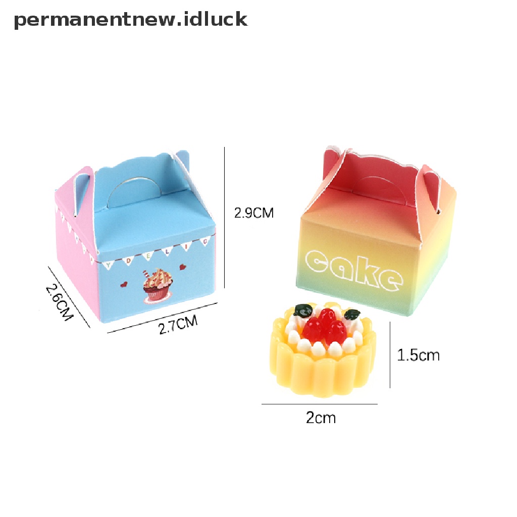 Luckypermanent 1 Set Mainan Miniatur Kue / Buah + Kotak Untuk Dekorasi Rumah Boneka 1: 12