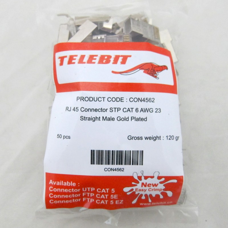 Konektor RJ45 GOLD PLATED STP CAT 6 TELEBIT