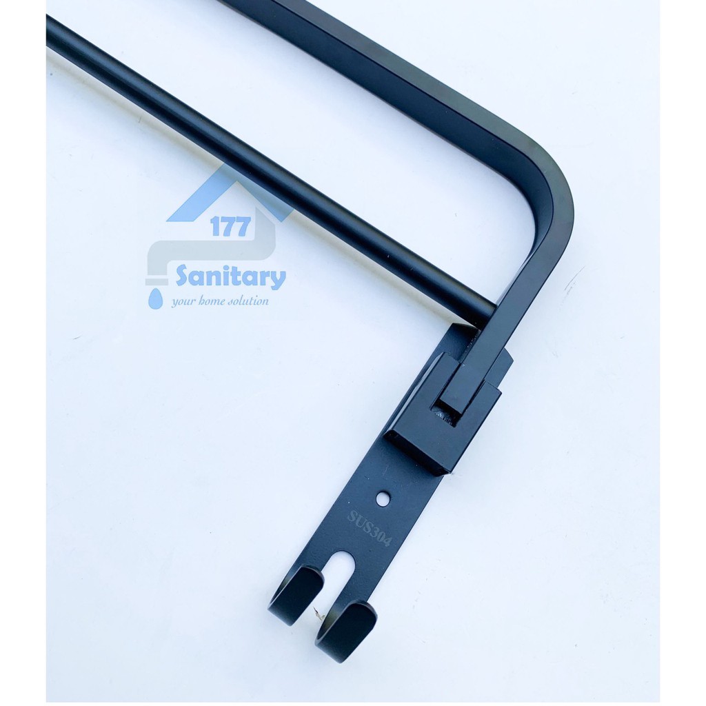 Rak Handuk HITAM Stainless 304 Lipat 2 Susun 30430- Gantungan handuk black towel rack holder stenlis /G29