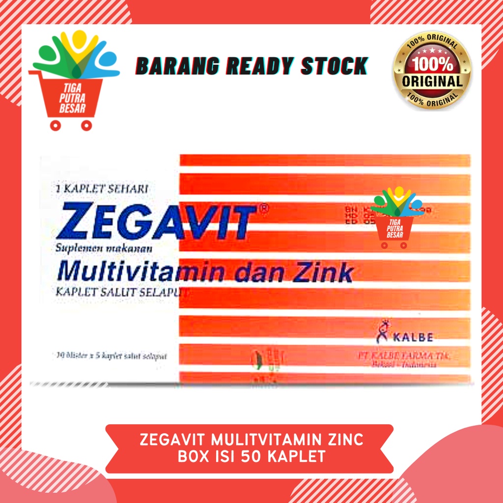 ZEGAVIT MULTIVITAMIN DAN ZINK BOX 10 BLISTER ISI 50 KAPLET / SUPLEMEN KESEHATAN