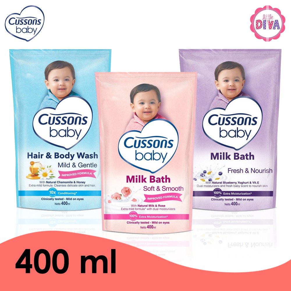 SABUN MANDI BAYI ISI ULANG  400ml CUSSONS BABY MILK BATH Body Wash  formula mild on eyes lembut