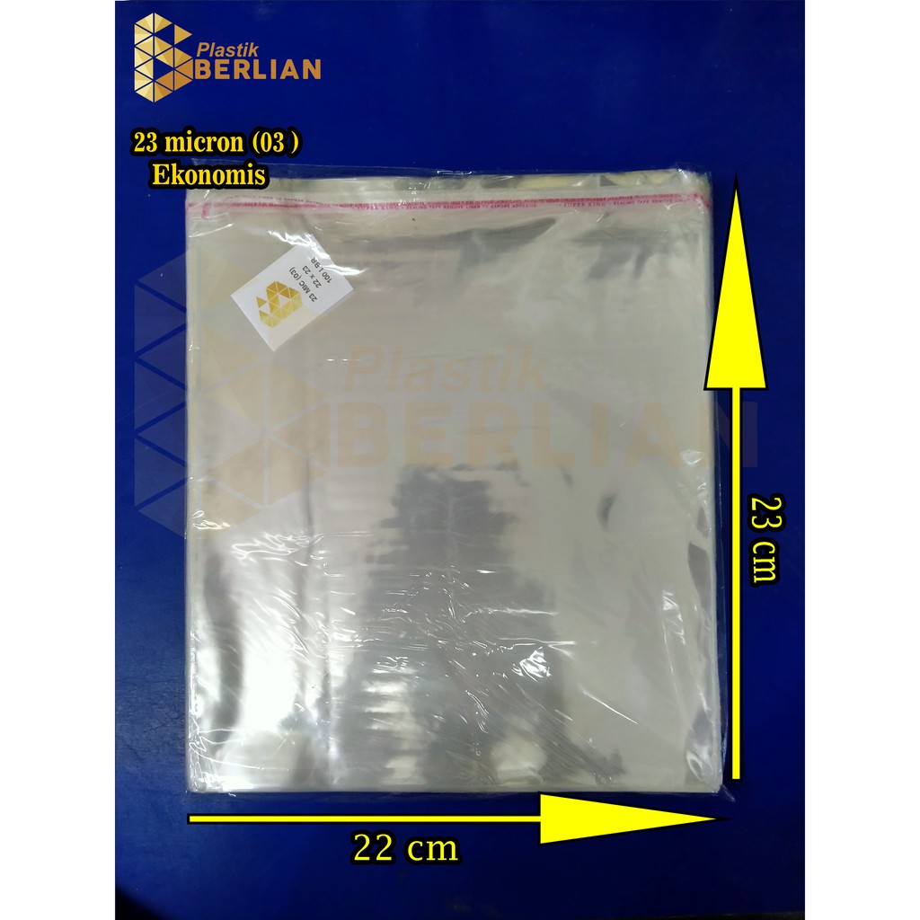 

22 x 23 cm Plastik OPP EKONOMIS 23micron (100 lbr) (lem/seal)