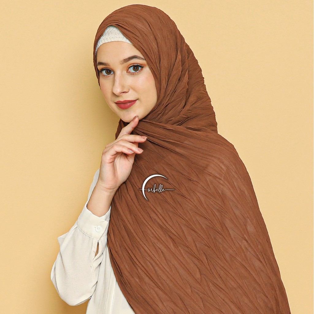 PASHMINA PLISKET ZAFRON PADI ZIGZAG • PLEATS • PLEATED SHAWL BY ORBELLE