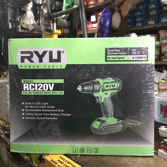 MESIN BOR BESI BETON KAYU BATERAI 20V RYU CORDLESS IMPACT DRILL 20V