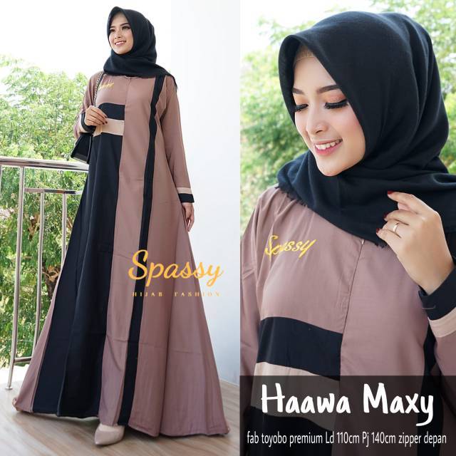 Baju gamis toyobo premium polos busui tebal adem ori berlabel spassy good quality murah