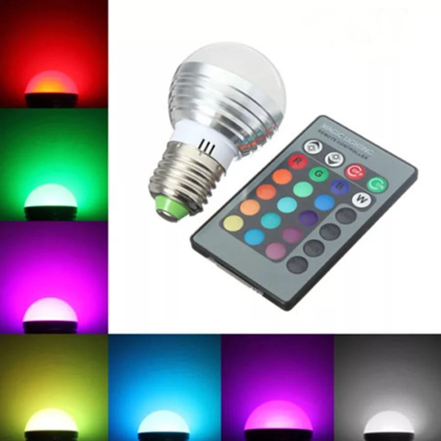 (COD) Bola Lampu Led 16 Warna warni + Remote Control RGB 3 watt