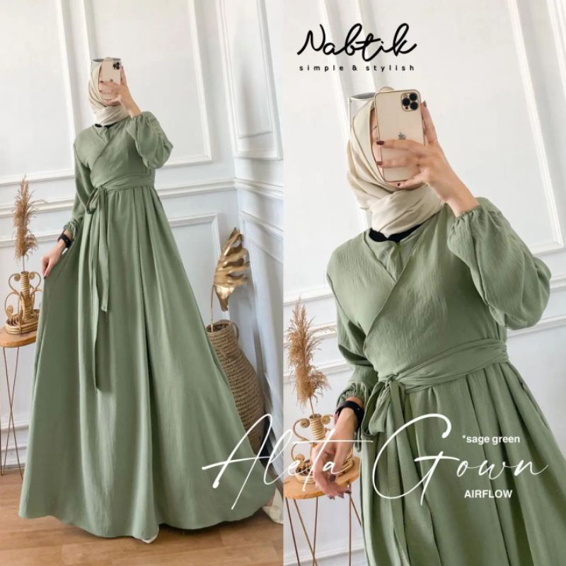 ALETA GROWN DRESS MUSLIM WANITA TERBARU CRINCLE AIR FLOW/ELIF DRESS/GAMIS MUSLIM WANITA SIZE L XL/DRESS CRINKLE PREMIUM/FAR MOSLEMSTORE