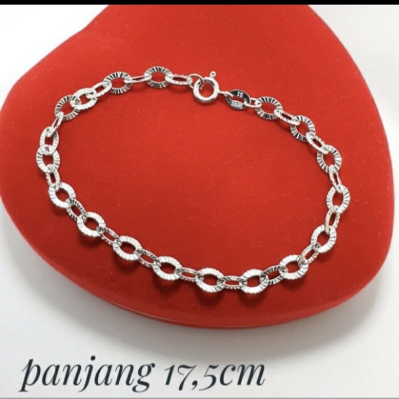 Gelang rantai ukir gelang tangan wanita gelang tangan perak 925 lapis emas putih