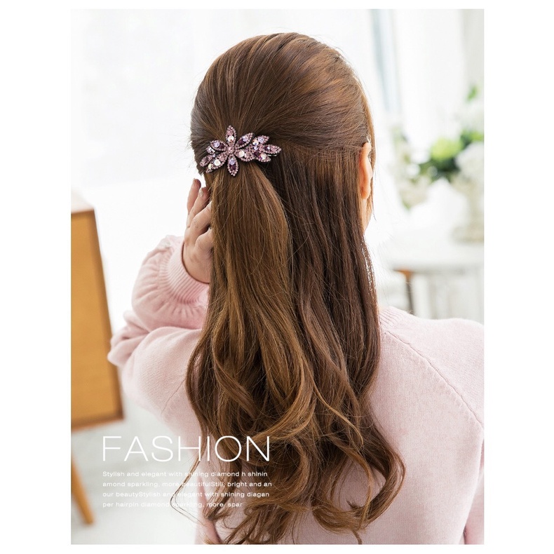 Jepit Rambut Korea Otomatis 9.5cm Jedai Jepitan Besi Alloy Jepit Ponytail PREMIUM Kristal Mutiara Bunga Wanita Dewasa