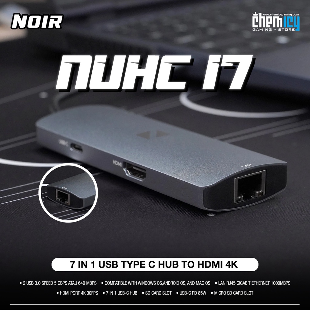 Noir NUHC17 7 in 1 USB Type C HUB to HDMI 4K USB 3.0 Fast Charging MAC