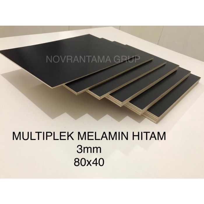 Multiplek / Triplek melamin hitam doff 3mm 80x40 cm melaminto hitam