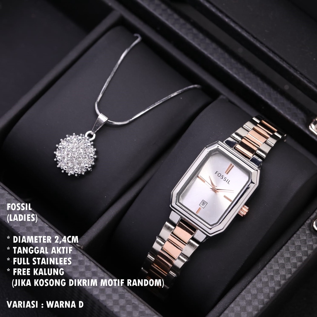 (BISA COD) JAM TANGAN WANITA FASHION RANTAI BODY SEGI TANGGAL AKTIF FREE KALUNG