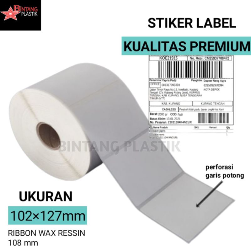 

LABEL STIKER RESI JNE 1250 PCS 102×127 PLUS RIBBON/BARCODE STICKER JNE