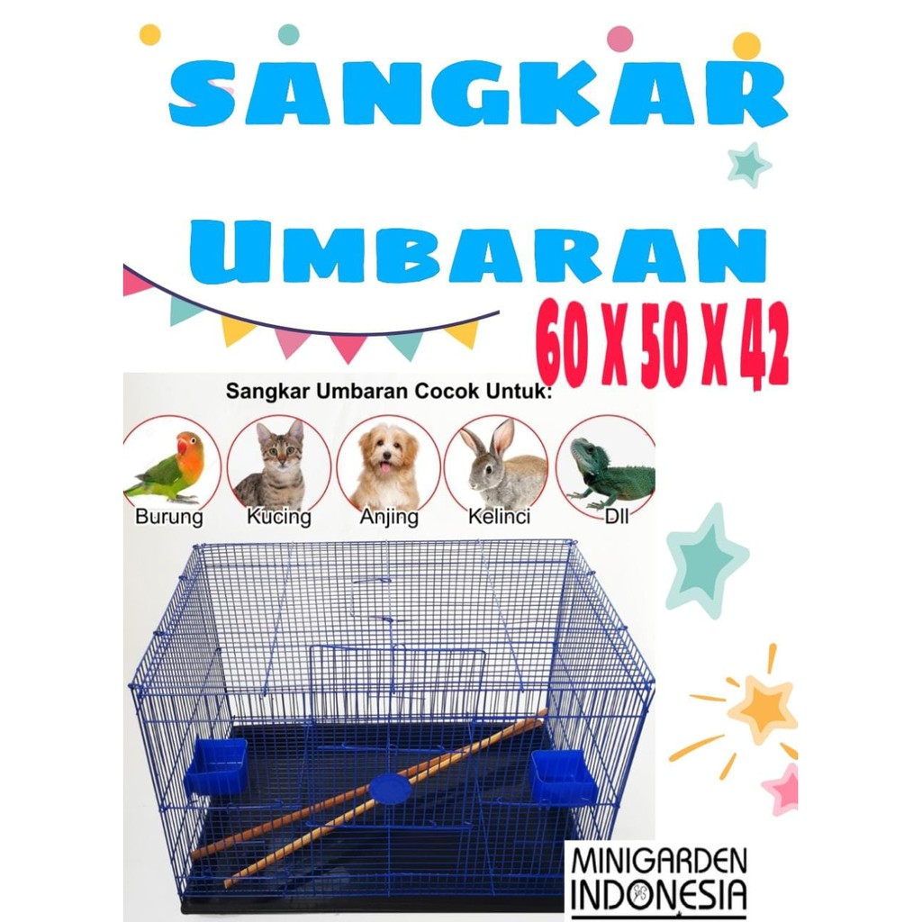 SANGKAR BURUNG UMBARAN 60x40 kandang besi lipat hewan peliharaan anjing kucing sangkar mandi burung