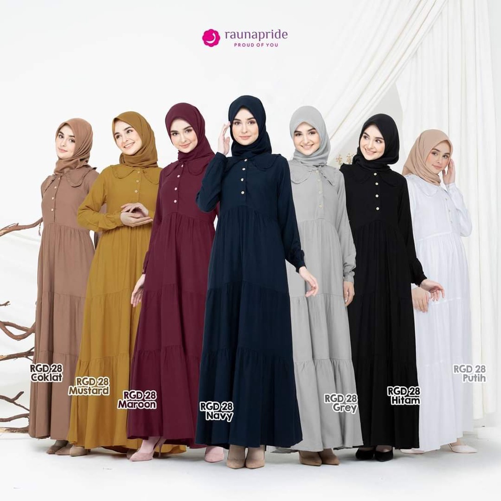 GAMIS RAUNA RGD 28 ORIGINAL DRESS BAJU BUSANA MUSLIM WANITA DEWASA BUSUI BAHAN KATUN RAYON PREMIUM P