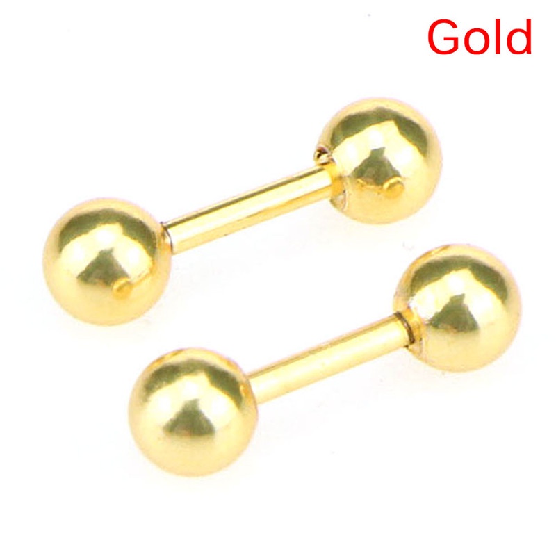 Anting Stud Tindik Tulang Rawan Bentuk Barbell Bahan Stainless Steel