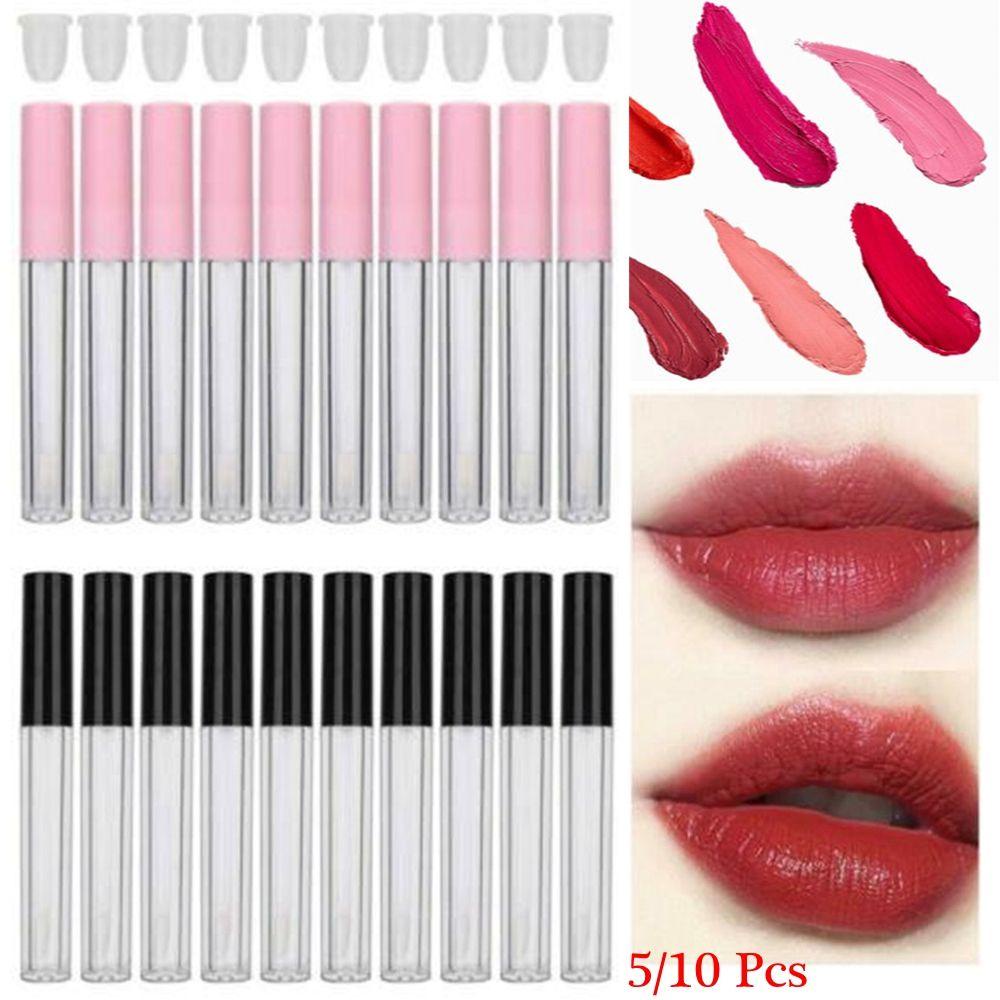 R-FLOWER 5/10 Pcs Tabung Lip Gloss 3ml Dengan Kuas Portable DIY Kosmetik Ukuran Mini Botol Isi Ulang