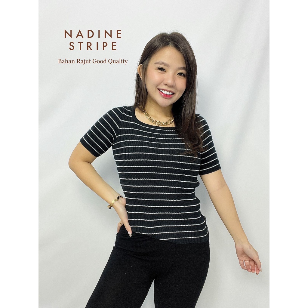 HOPYLOVY - Atasan Wanita Rajut Stripe Nadien