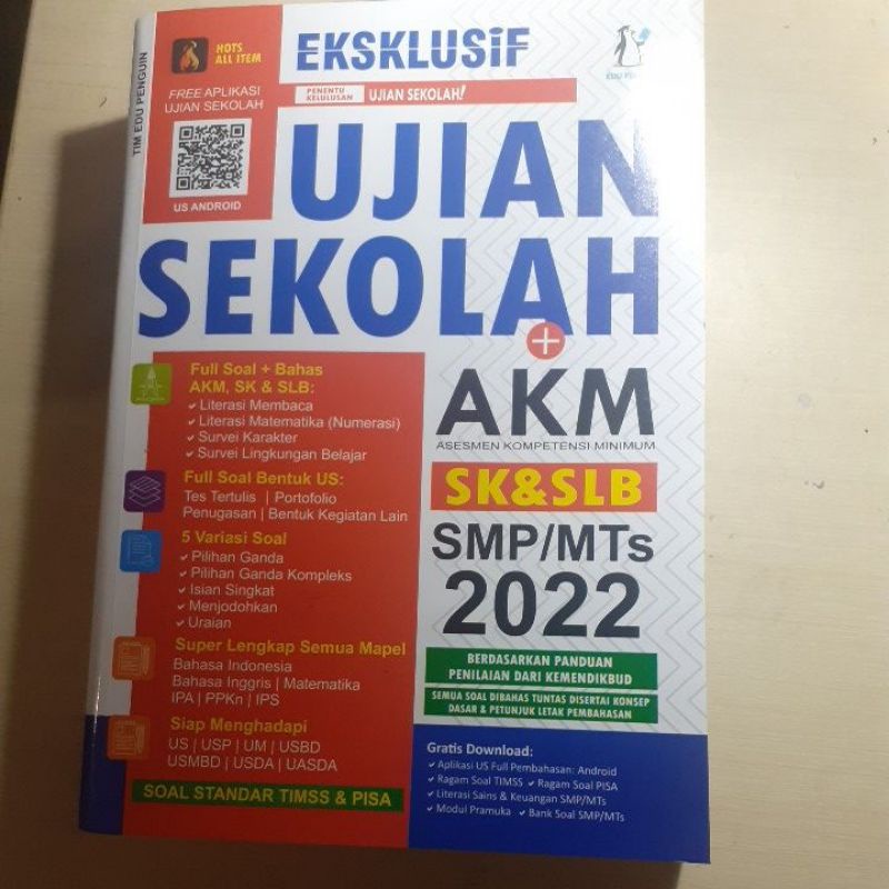 Edu Penguin Buku Eksklusif Ujian Sekolah + AKM SMP/MTs 2022