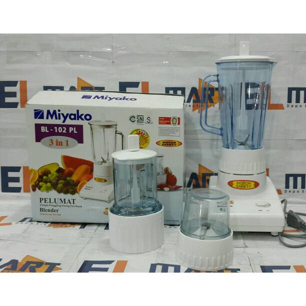 Blender Plastik Miyako 3 in 1 BL 102PL - 102 PL Penggiling  Bumbu Dry Wet Mill
