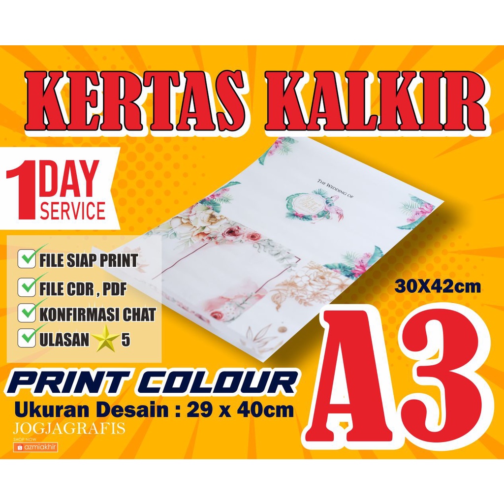 Kalkir A3 Kalkir Amplop Kalkir Undangan Printing Colour Tanpa minimal Order