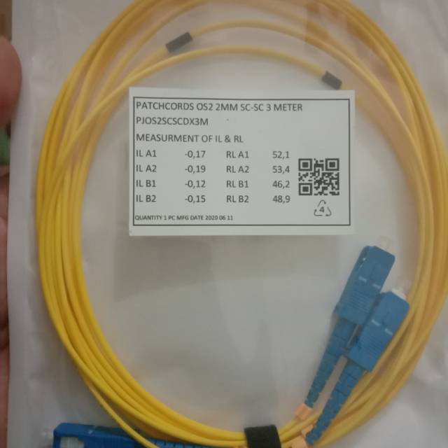 Patch cord sc sc 3M duplex single mode