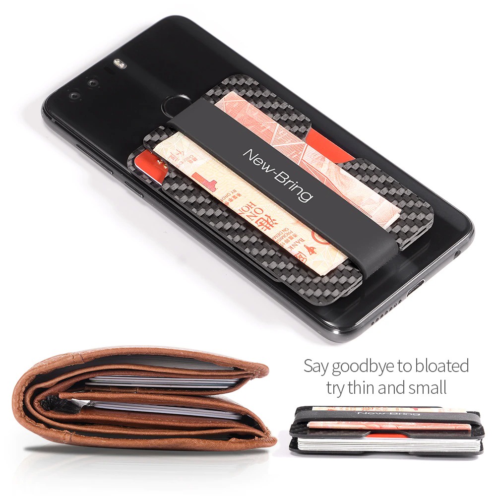 Dompet Uang Klip Pemegang Kartu Kredit Compact Carbon Fiber Mini Klip Uang Kartu Kredit Lengan Pemegang ID Dengan Dompet Kartu Anti-Pencurian RFID