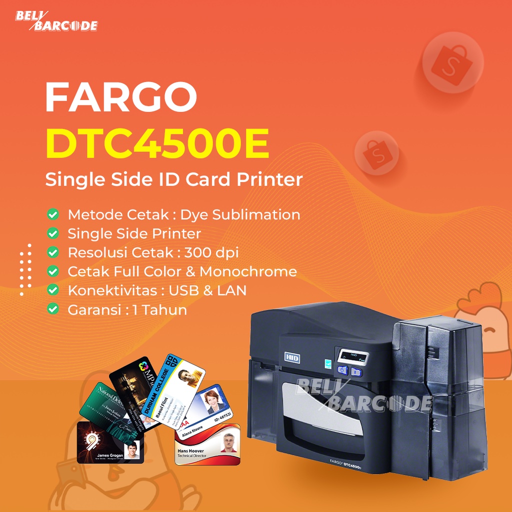 Fargo DTC 4500e ID Card Printer Single Side 300 dpi