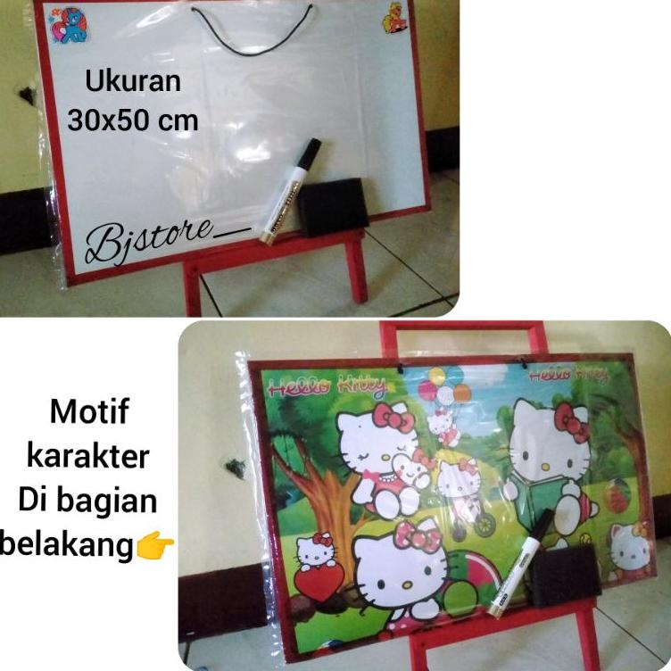 

ivc -97 Papan Tulis / Whiteboard Anak ( FREE SPIDOL + PENGHAPUS ) dengan Penyanggah kayu Ukuran 30x50 cm ★