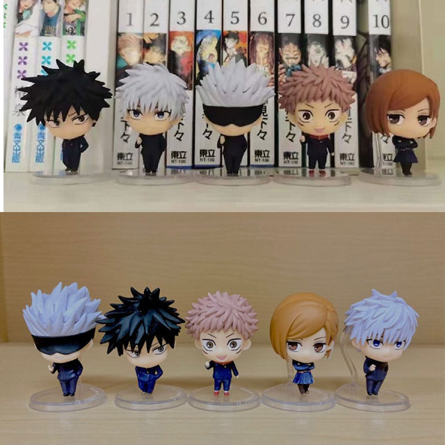 5pcs / Lot Mainan Action Figures Jujutsu Kaisen Manga Itadori Yuji Gojo Satoru Q Version Bahan PVC