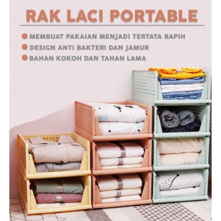 RAK LACI LIPAT, STORAGE BOX, RAK PAKAIAN SUSUN Barang Rak Baju Tempat Baju Rak Laci Storage LEMARI uk.18.5x43x33.5cm