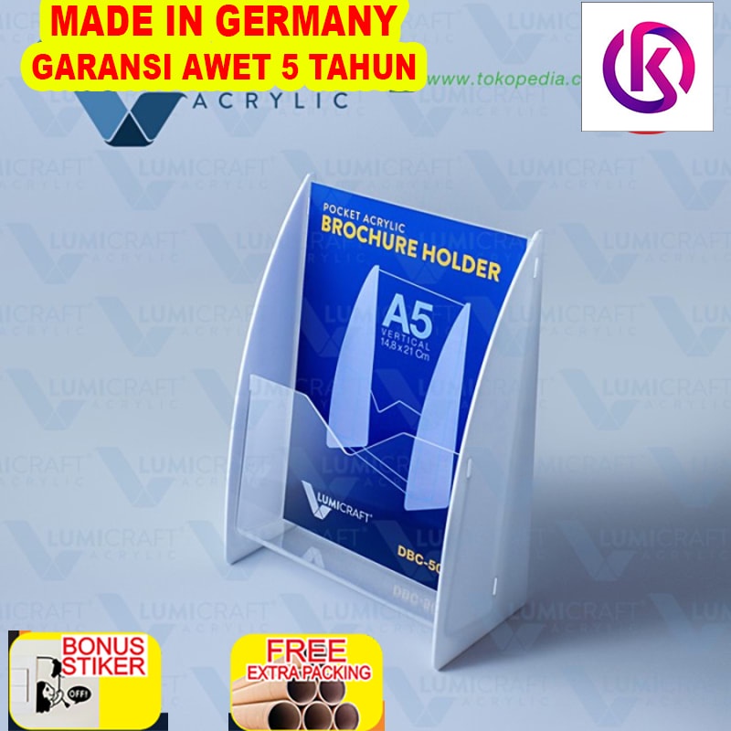 

Promo Brochure/Brosur Holder/Stand Acrylic/Akrilik Pocket White - A5