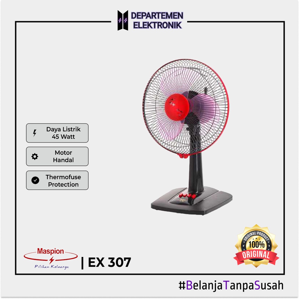 Kipas Angin Duduk/DESK FAN 12 inch EF / EX 307 220V MP / KIPAS ANGIN MEJA MASPION EKONOMIS MURAH