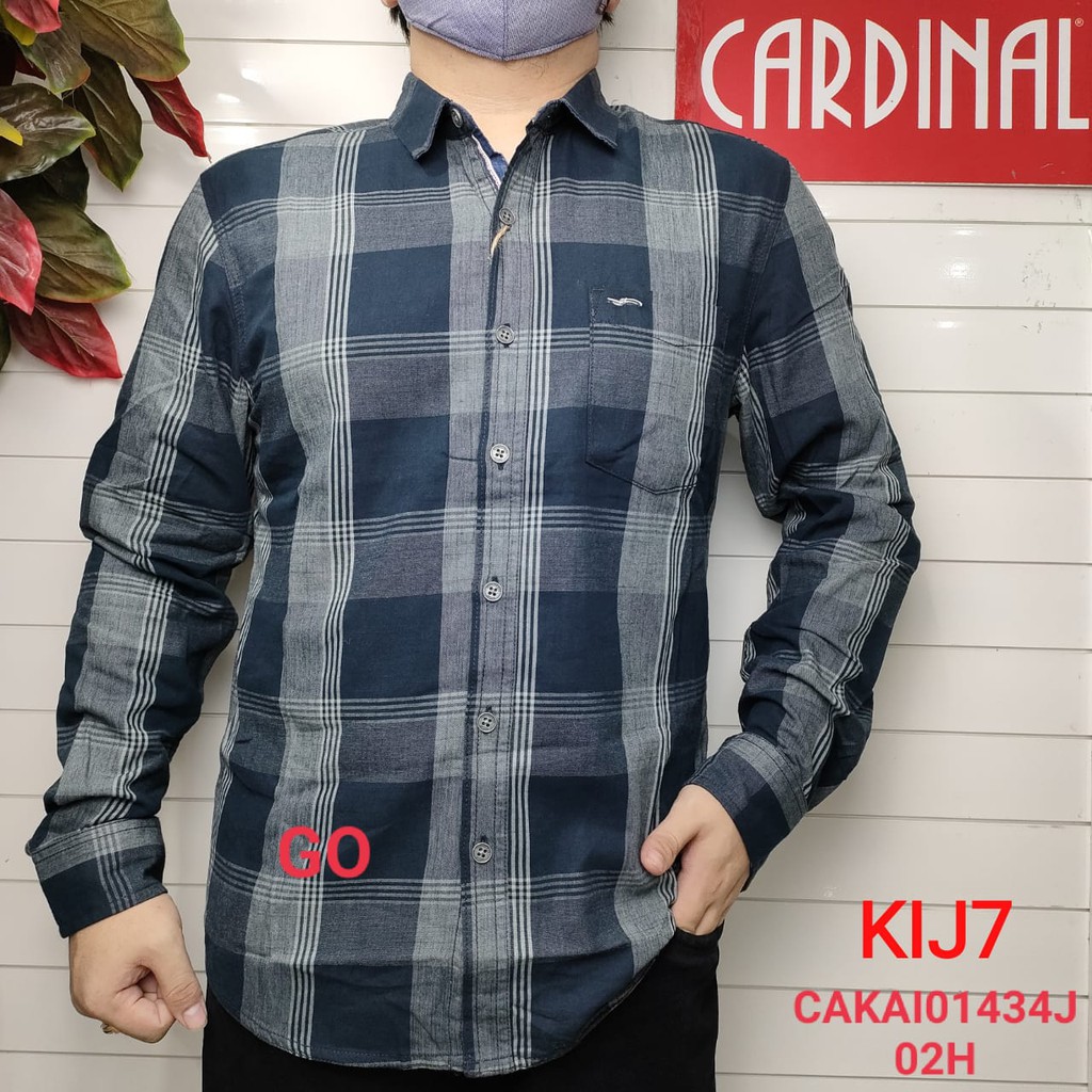 gof KIJ CARDINAL KEMEJA SLIMFIT Pakaian Atasan Pria Hem Casual Santai Motif Original Lengan Panjang