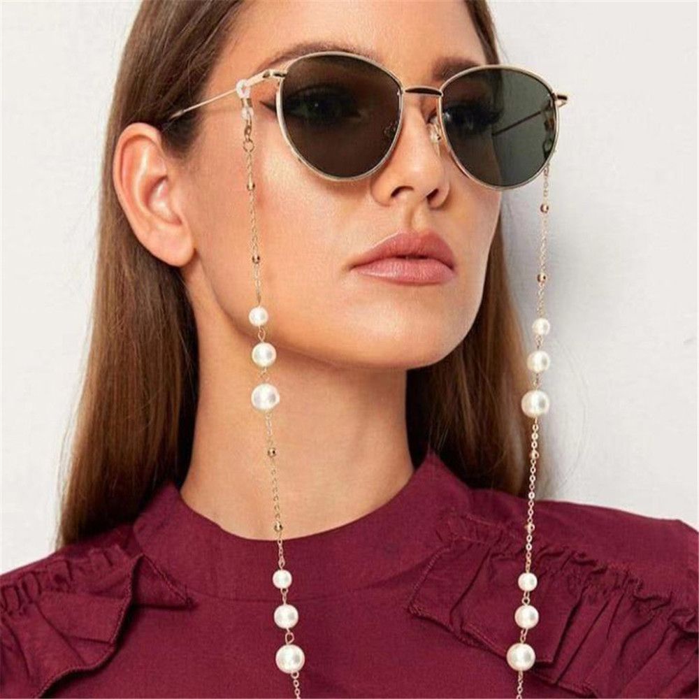 Pistachio Tali Lanyard Holder Kacamata Baca Hias Mutiara Anti Hilang Untuk Pria / Wanita-1