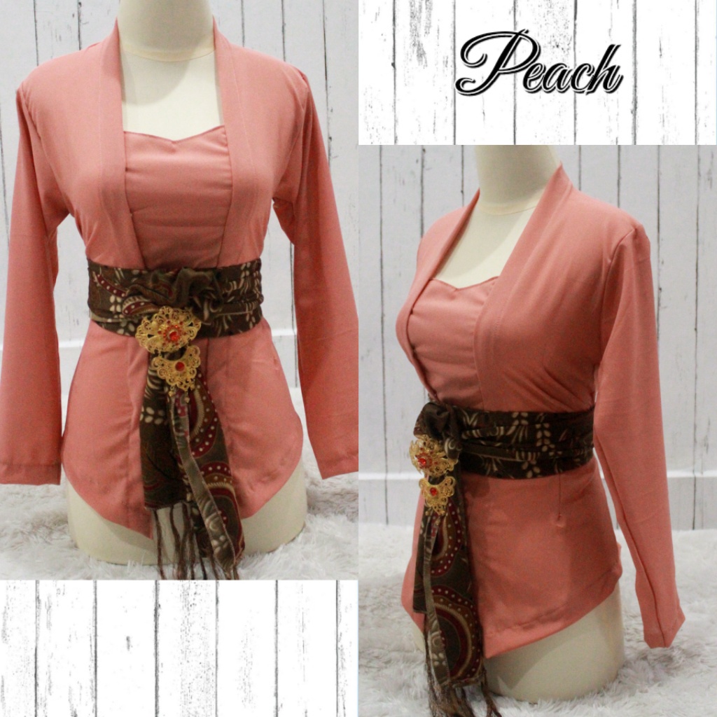 Kebaya Bali Lengan Panjang / Kebaya Moscrep Polos / Kebaya Moscrepe (Koleksi Warna Cerah)