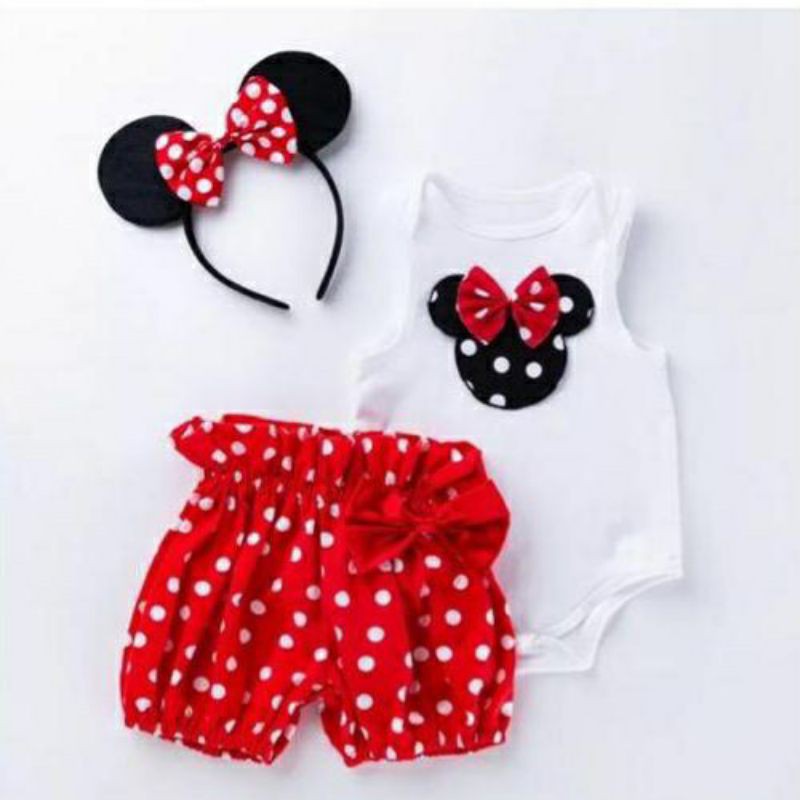 Kostum Minnie Mouse Anak / Sets Minnie Mouse / Kaos Minnie Mouse